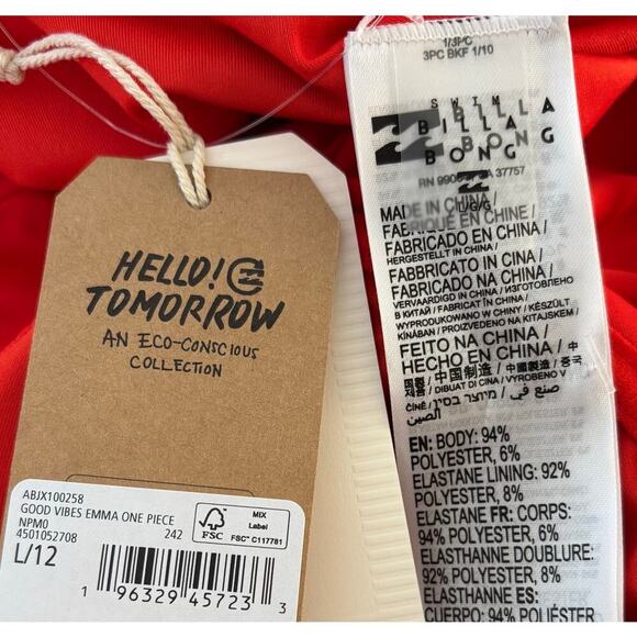 Billabong Good Vibes Emma Underwire One Piece Swimsuit Size 12 Pool Beach - Picture 7 of 11